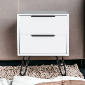 Homeroots 22" White Two Drawer Faux Wood Nightstand   543660
