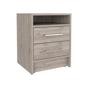 Homeroots 20" Gray Two Drawer Faux Wood Nightstand   543662