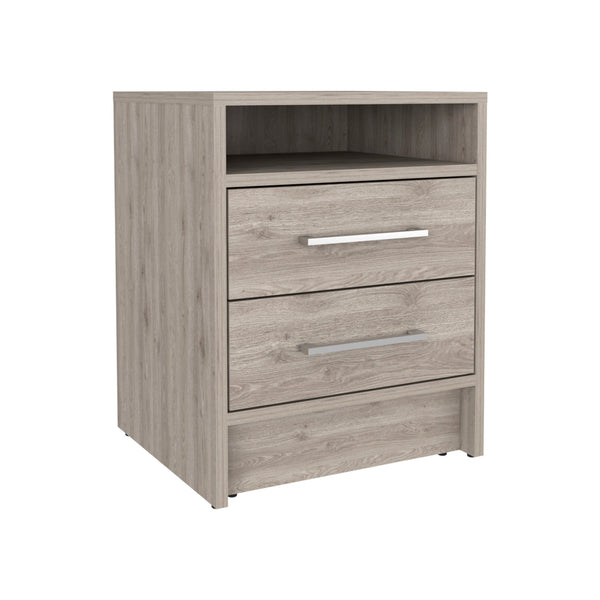Homeroots 20" Gray Two Drawer Faux Wood Nightstand   543662