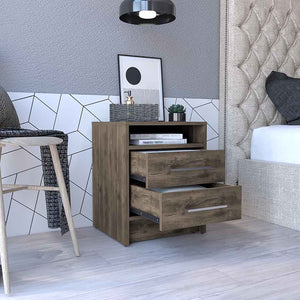 Homeroots 20" Brown Two Drawer Faux Wood Nightstand   543663