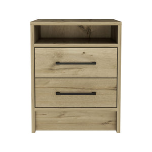 Homeroots 20" Oak Two Drawer Faux Wood Nightstand   543664