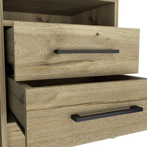 Homeroots 20" Oak Two Drawer Faux Wood Nightstand   543664