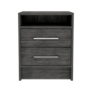 Homeroots 20" Gray Two Drawer Faux Wood Nightstand   543665