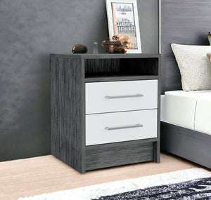 Homeroots 20" Gray Two Drawer Faux Wood Nightstand   543666