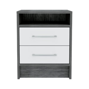 Homeroots 20" Gray Two Drawer Faux Wood Nightstand   543666