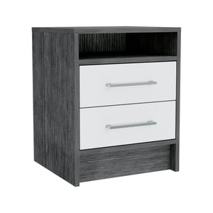 Homeroots 20" Gray Two Drawer Faux Wood Nightstand   543666