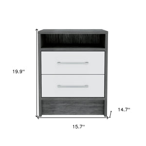 Homeroots 20" Gray Two Drawer Faux Wood Nightstand   543666