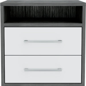 Homeroots 20" Gray Two Drawer Faux Wood Nightstand   543666