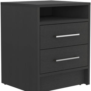 Homeroots 20" Black Two Drawer Faux Wood Nightstand   543667