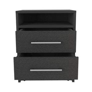 Homeroots 20" Black Two Drawer Faux Wood Nightstand   543667