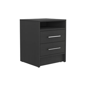 Homeroots 20" Black Two Drawer Faux Wood Nightstand   543667