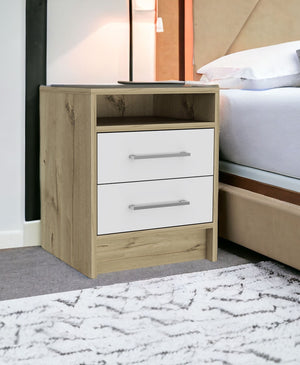 Homeroots 20" White Two Drawer Faux Wood Nightstand   543669