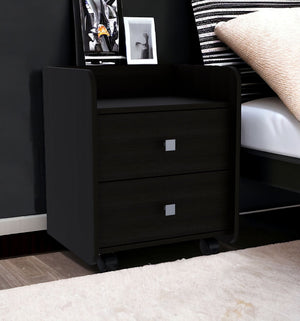 Homeroots 22" Black Two Drawer Faux Wood Nightstand   543670