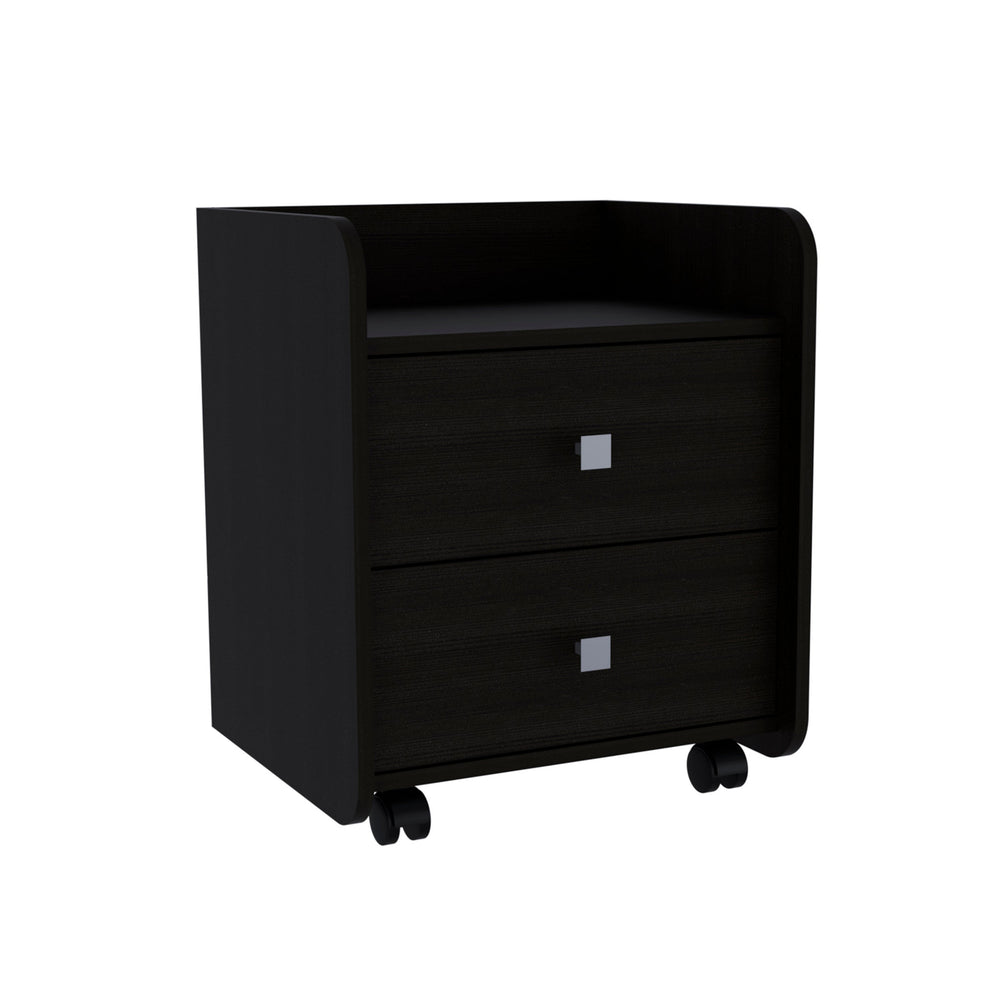 Homeroots 22" Black Two Drawer Faux Wood Nightstand   543670