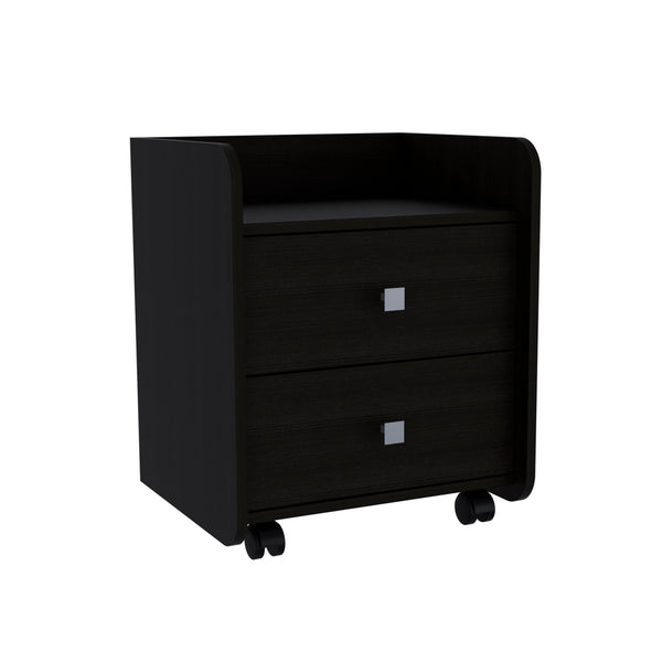 Homeroots 22" Black Two Drawer Faux Wood Nightstand   543670