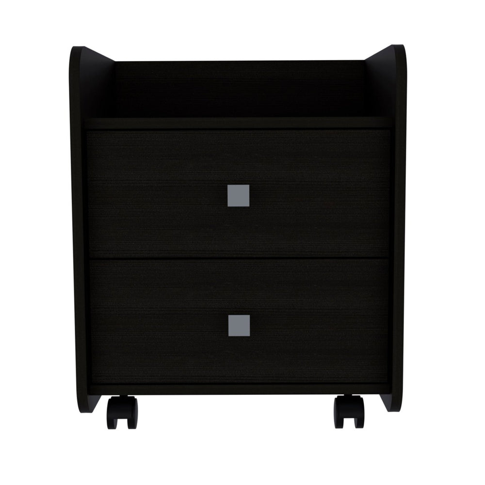 HomeRoots 22" Black Wood Nightstand with Two Drawers - Modern Storage Solution for Bedroom & Living Spaces 543670