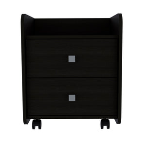 Homeroots 22" Black Two Drawer Faux Wood Nightstand   543670