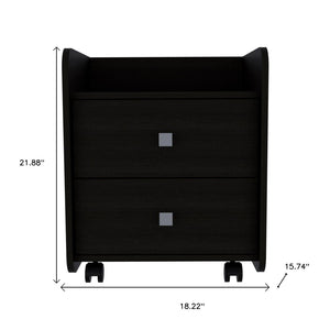 HomeRoots 22" Black Wood Nightstand with Two Drawers - Modern Storage Solution for Bedroom & Living Spaces 543670