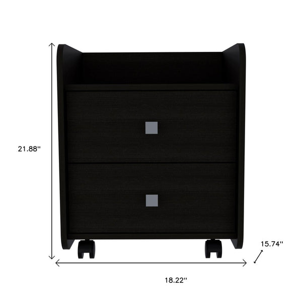HomeRoots 22" Black Wood Nightstand with Two Drawers - Modern Storage Solution for Bedroom & Living Spaces 543670