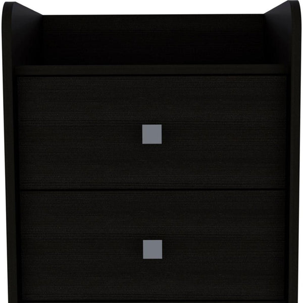 HomeRoots 22" Black Wood Nightstand with Two Drawers - Modern Storage Solution for Bedroom & Living Spaces 543670