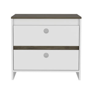 Homeroots 22" White Two Drawer Faux Wood Nightstand   543672
