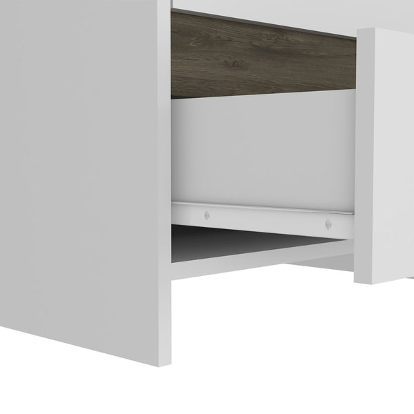 Homeroots 22" White Two Drawer Faux Wood Nightstand   543672