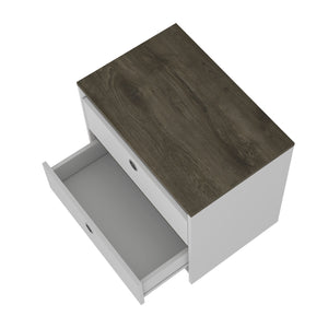 Homeroots 22" White Two Drawer Faux Wood Nightstand   543672