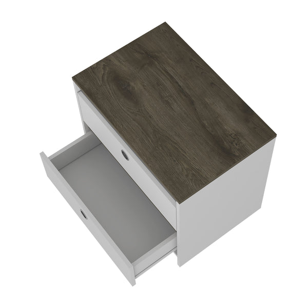 Homeroots 22" White Two Drawer Faux Wood Nightstand   543672