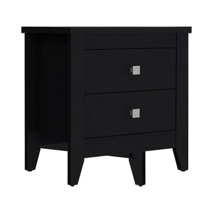 Homeroots 24" Black Two Drawer Faux Wood Nightstand   543673