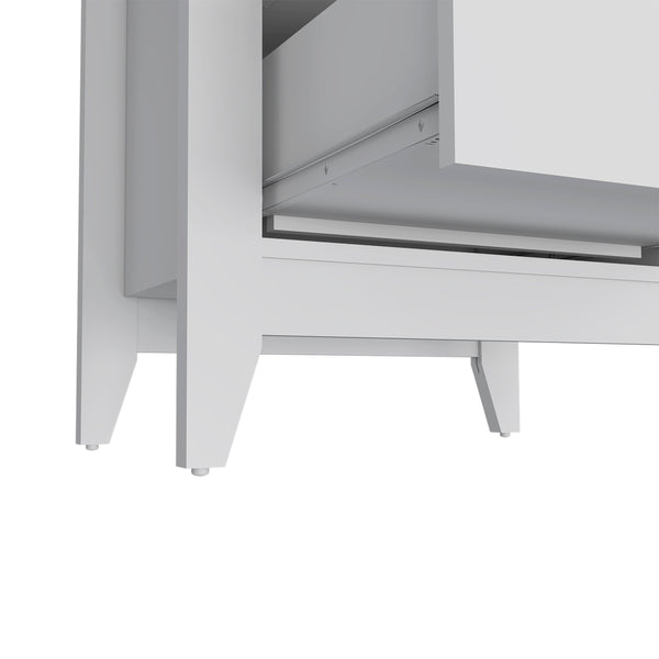 Homeroots 24" White Two Drawer Faux Wood Nightstand   543674