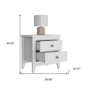 Homeroots 24" White Two Drawer Faux Wood Nightstand   543674