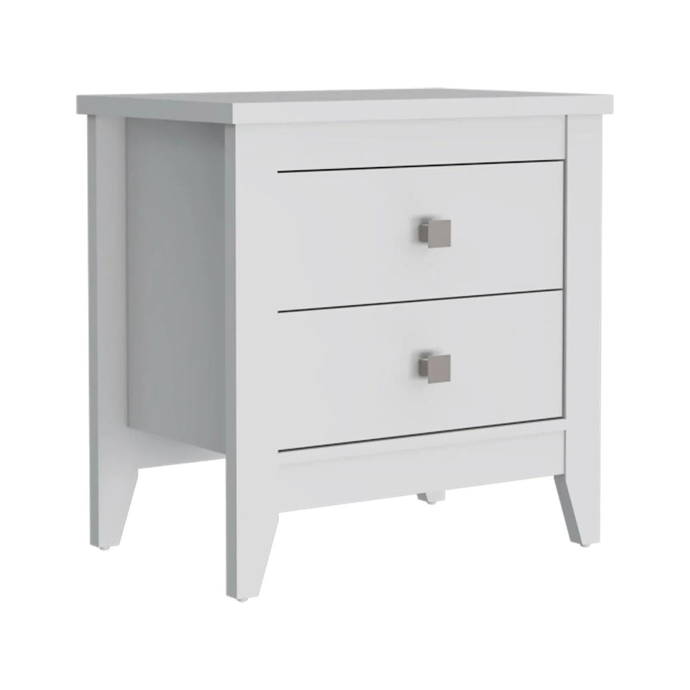 Homeroots 24" White Two Drawer Faux Wood Nightstand   543674