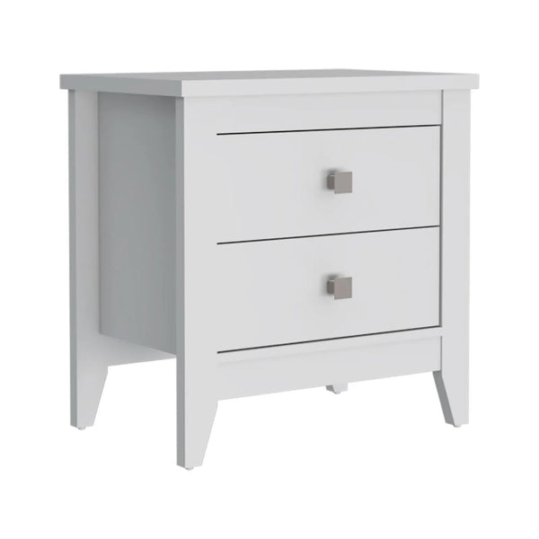 Homeroots 24" White Two Drawer Faux Wood Nightstand   543674