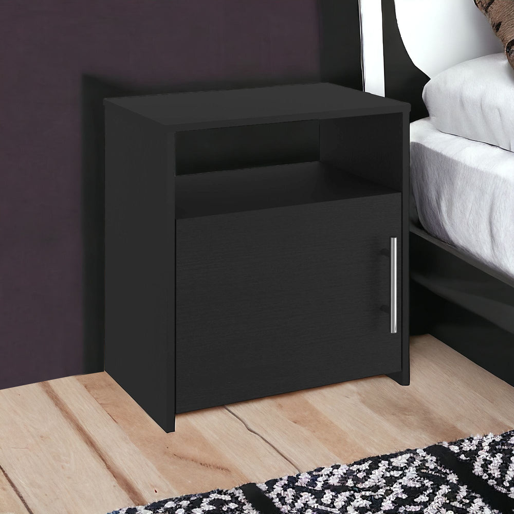 Homeroots 23" Black Faux Wood Nightstand With Storage   543676