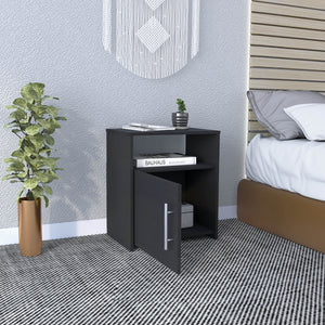 Homeroots 23" Black Faux Wood Nightstand With Storage   543676