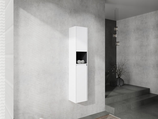 English Elm 12" Bathroom Side Cabinet - Wall-Mounted, Soft-Close Doors, Space-Saving Design For Modern Homes W999S00282