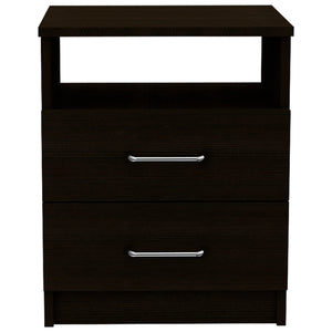 Homeroots 20" Black Two Drawer Faux Wood Nightstand   543680