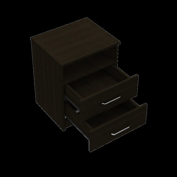 Homeroots 20" Black Two Drawer Faux Wood Nightstand   543680