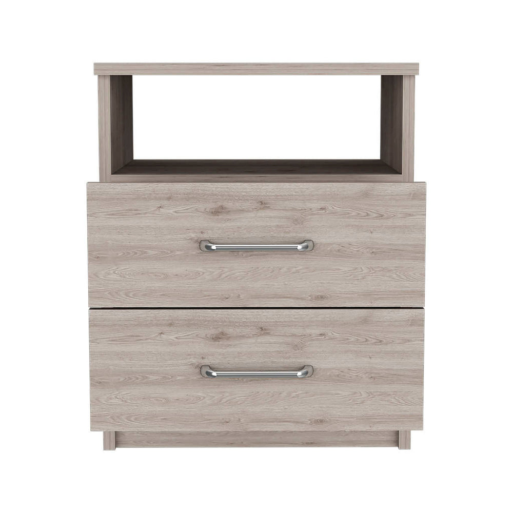 Homeroots 20" Gray Two Drawer Faux Wood Nightstand   543681