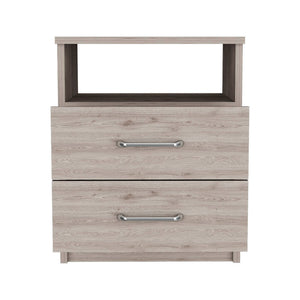 Homeroots 20" Gray Two Drawer Faux Wood Nightstand   543681