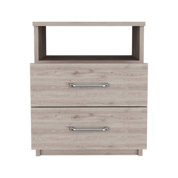 Homeroots 20" Gray Two Drawer Faux Wood Nightstand   543681