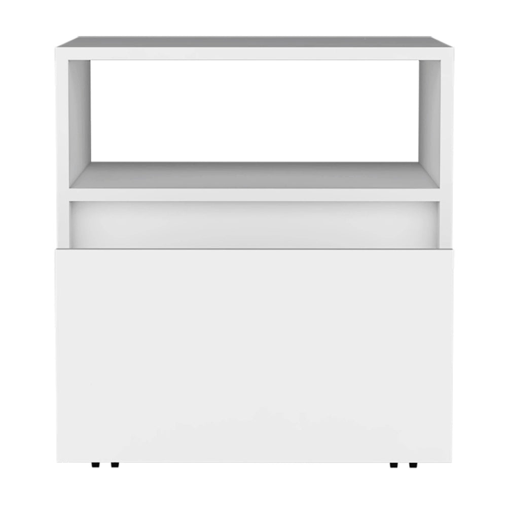 Homeroots 21" White One Drawer Faux Wood Nightstand   543682