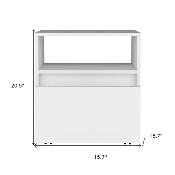 Homeroots 21" White One Drawer Faux Wood Nightstand   543682