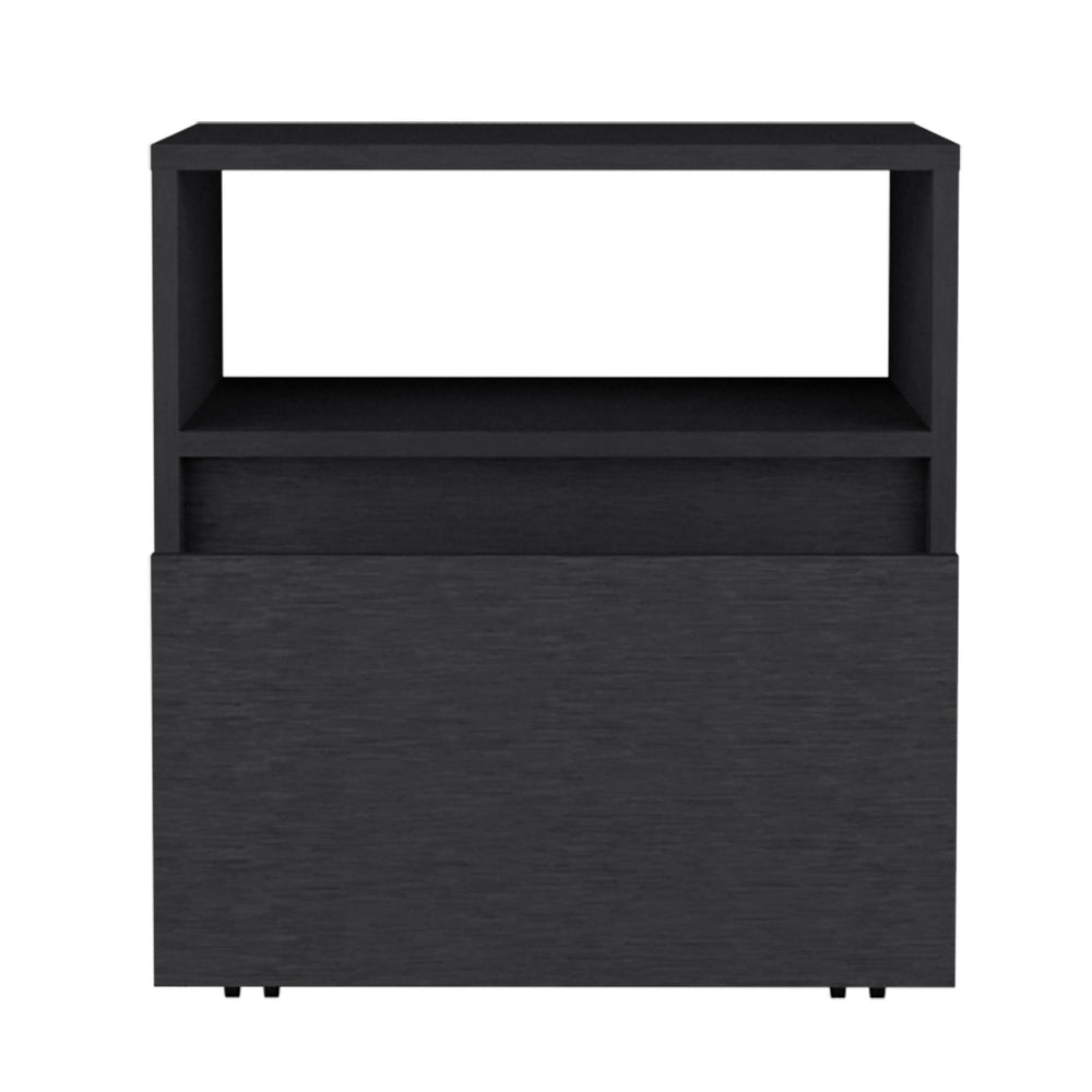 Homeroots 21" Black One Drawer Faux Wood Nightstand   543683