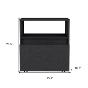 Homeroots 21" Black One Drawer Faux Wood Nightstand   543683