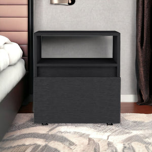 Homeroots 21" Black One Drawer Faux Wood Nightstand   543683