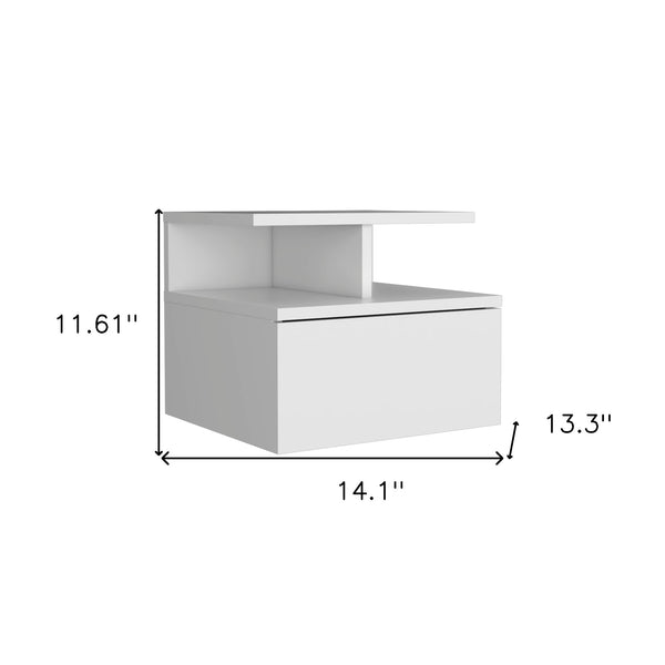 Homeroots 12" White One Drawer Faux Wood Floating Nightstand   543684