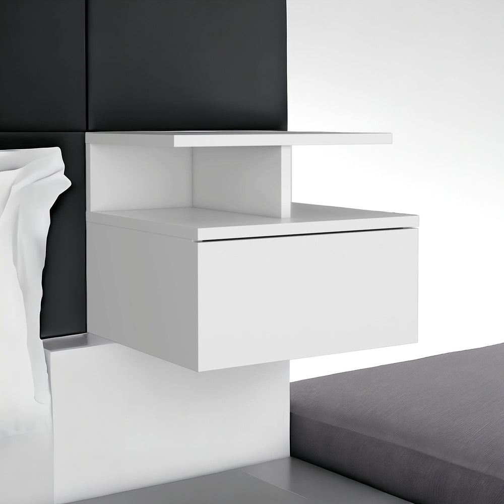 Homeroots 12" White One Drawer Faux Wood Floating Nightstand   543684