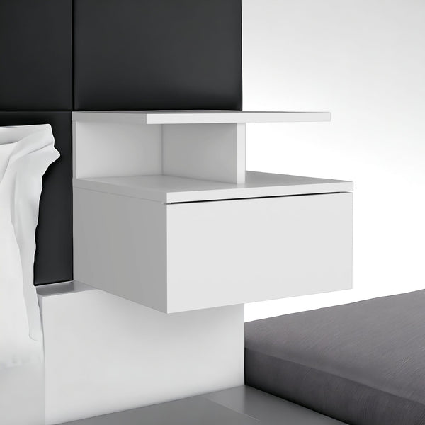 Homeroots 12" White One Drawer Faux Wood Floating Nightstand   543684