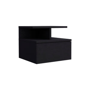 Homeroots 12" Black One Drawer Faux Wood Floating Nightstand   543685